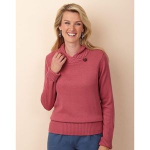 New Size Large Cable Knit Cowl Pullover Sweater